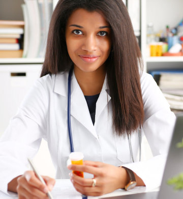 female medical professional smiling